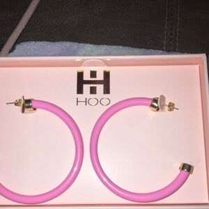 Hoo pink hoop earrings